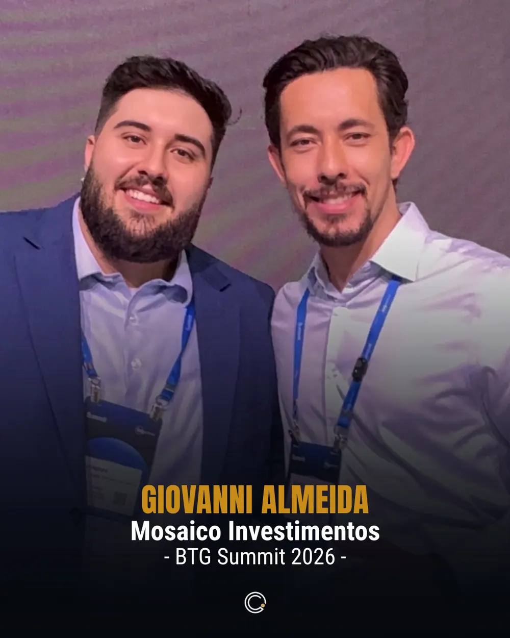 Contador do Investidor em evento — Giovanni Almeida — Mosaico Investimentos, BTG Summit 2026